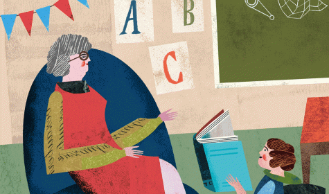 Kind und Lehrerin